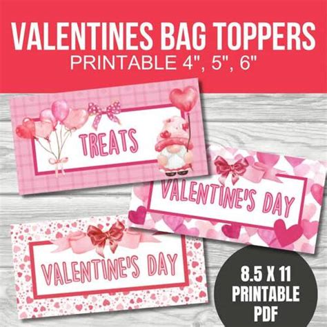 Valentines Day Treat Bag Toppers Classroom Printable Pdf 4 5 6 Bag