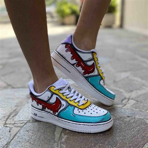 Nike Air Force One Custom Cartoon Verde Acqua Llab Scarpe Custom