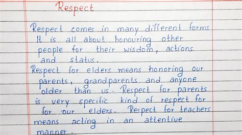 Write A Short Essay On Respect Essay Writing English Youtube