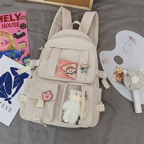 Canvas Backpack Kawaii Backpack School Backpack Large Etsy