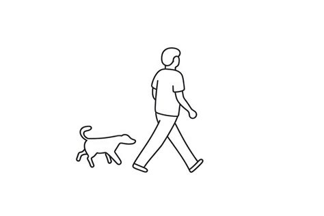 Man walking dog drawing cartoon | Premium Photo Illustration - rawpixel