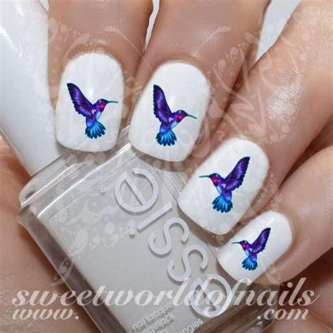 Hummingbird Nail Water Decals Transfers Wraps Long Acrylic Nails