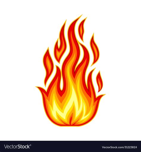 Bright fire blaze isolated on white background Vector Image