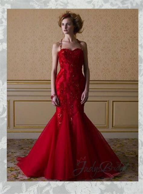 Jol283 Burgundy Red Color Sweetheart Neck Lace Mermaid Wedding Dress