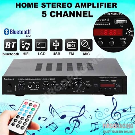 Jual Sunbuck Audio Bluetooth 5 0 Amplifier 5 Ch Remote 2000W AV 298BT