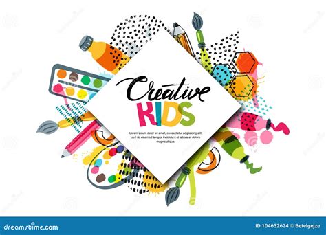 Kids Art Craft Education Creativity Class Vector Banner Poster With