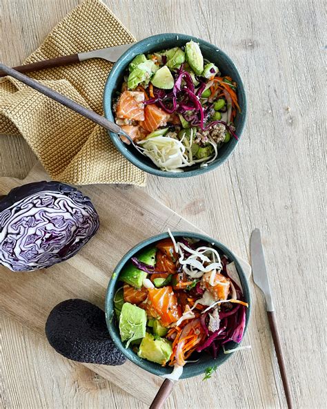 Poke Bowl Mit Teriyaki Lachs Egg Plant Einfaches Rezept