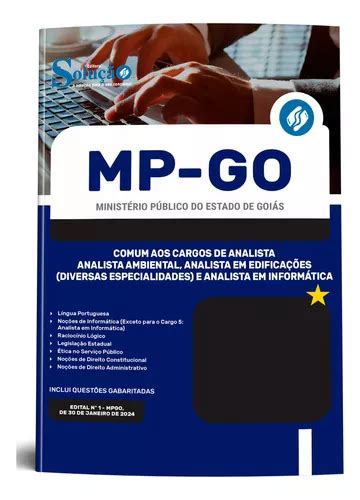 Apostila Mp Go 2024 Comum Cargos De Analista Editora Solução Frete grátis