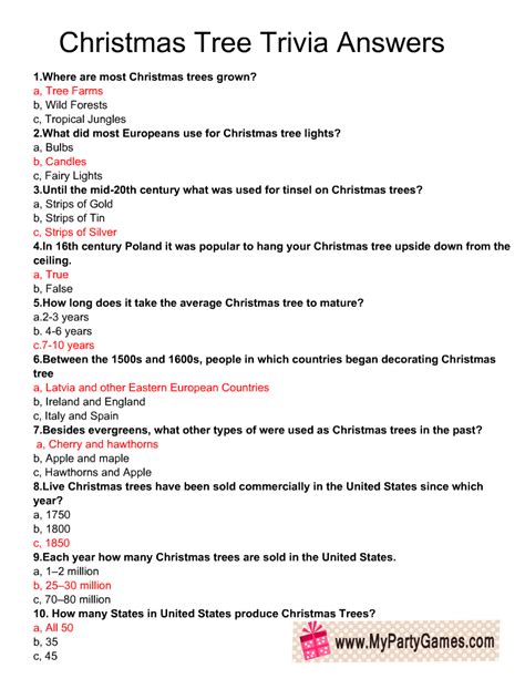 Printable Christmas Trivia Questions And Answers