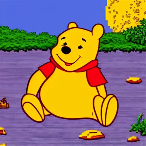 Winnie The Pooh Pixel Art Lounging On The Beach Stable Diffusion