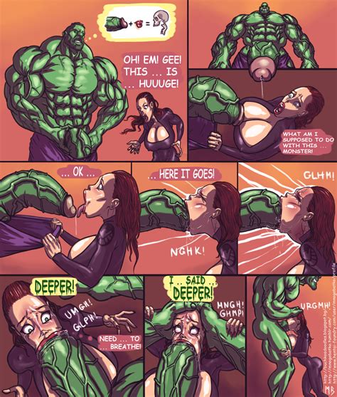 Rule 34 Avengers Black Widow Comic Deepthroat Green Eyes Green Skin Hulk Hulk Series Marvel