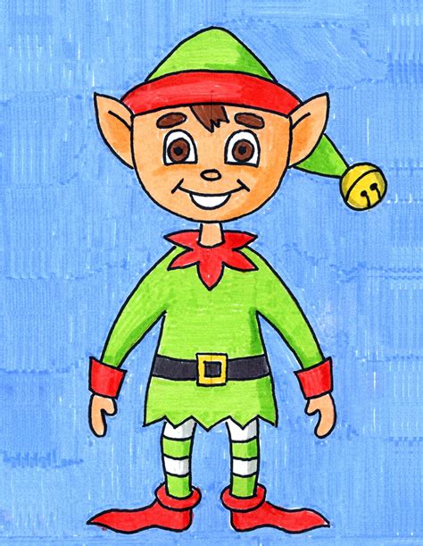 Easy How to Draw an Elf Tutorial and Elf Coloring Page