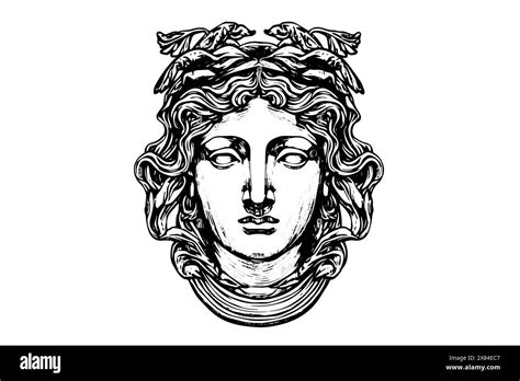 Ancient Mythology In Modern Head Art Vector Illustration Of A Greek