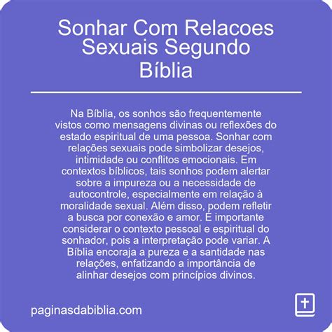 Sonhar Com Relacoes Sexuais Segundo Bíblia