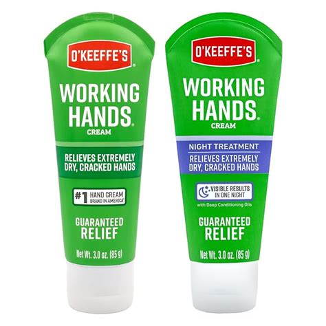 O Keeffe S Working Hands Hand Cream 3 Oz Tube And Night Treatment Hand Cream 3 Oz