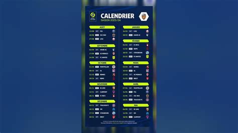 Le Calendrier Par Club De La Saison 20232024 En Ligue 1 Youtube