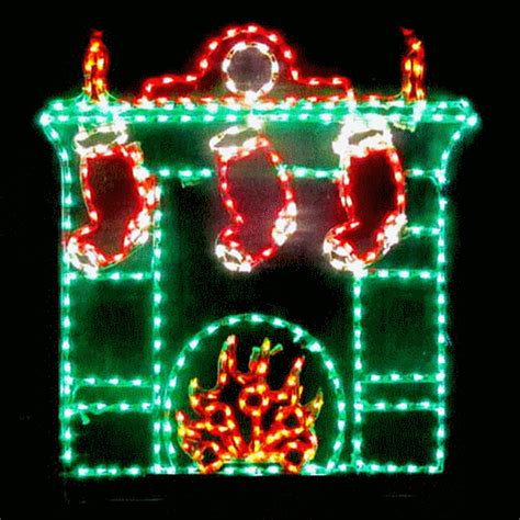 Animated Christmas Fireplace With Stockings LED Outdoor Yard Art ...