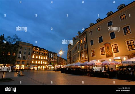 Outdoor Restaurants On Main Grand Market Square Rynek Glowny In Krakow