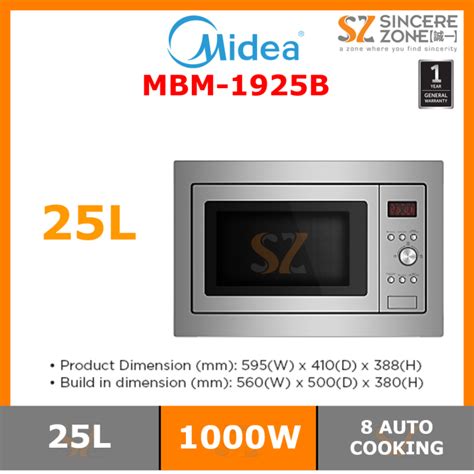 Midea MBM 1925B 25L Built In Microwave Oven With Grill Power 1000W Lazada