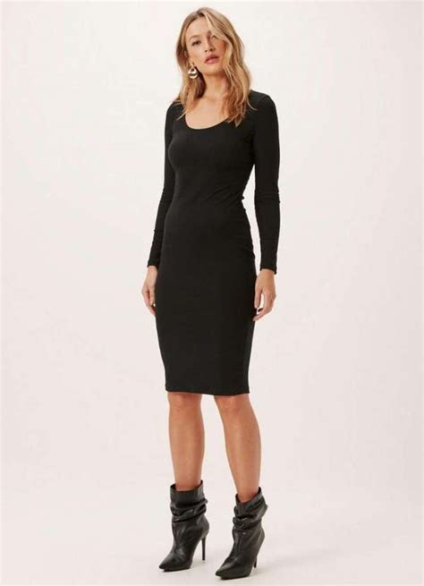 Vestido Super Midi Com Manga Longa De Malha Feminino Dimy Preto Dimy