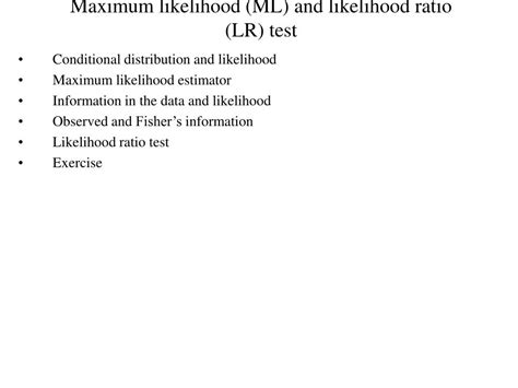 Ppt Maximum Likelihood Ml And Likelihood Ratio Lr Test Powerpoint