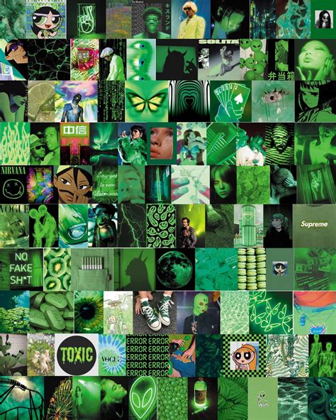 Green Wall Collage Kit Green Collage Kit Green Aesthetic Etsy