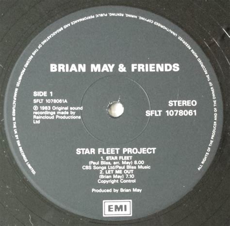 Brian May Friends Star Fleet Project 1983 Black Labels Vinyl