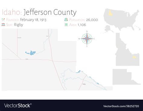 Map jefferson county in idaho Royalty Free Vector Image