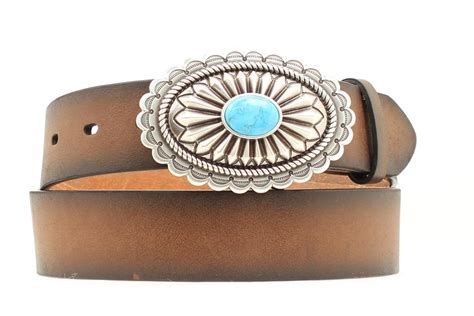 Pungo Ridge - Ariat Women's Leather Belt w/Turquoise Concho Buckle ...