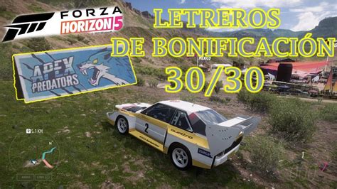 FORZA HORIZON 5 TODOS LOS LETREROS DE BONIFICACIÓN APEX PREDATORS