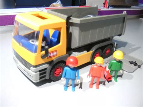 Lot H Playmobil Vintage Camion Remorque Benne Pm Construc Cargo