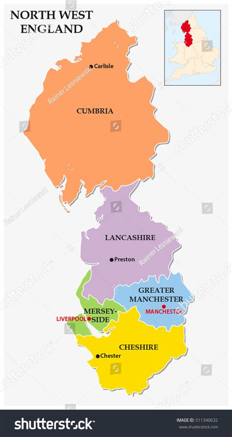 North West England Administrative Political Map Stock Vector (Royalty ...