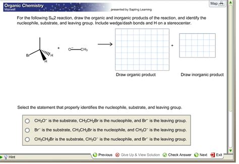 For The Following Sn2 Reaction Draw The Organic And Inorganic Products