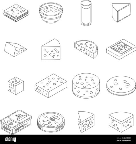 Cheese Icons Set Isometric Set Of Cheese Vector Icons For Web Design