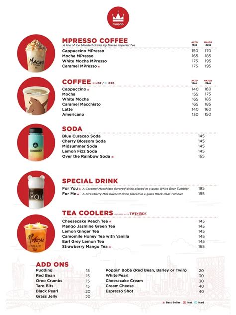 Macao Imperial Tea Philippines Menu Prices