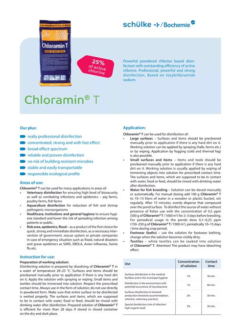 CHLORAMIN T Product Information Sheet 2 PDF