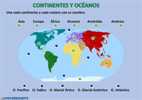 Oceanos Y Continentes Ficha Interactiva Continentes Y Oceanos Themelower