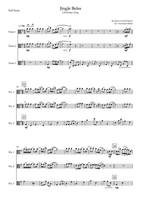 Jingle Bells Jazz Version Christmas Song For Viola Trio Arr