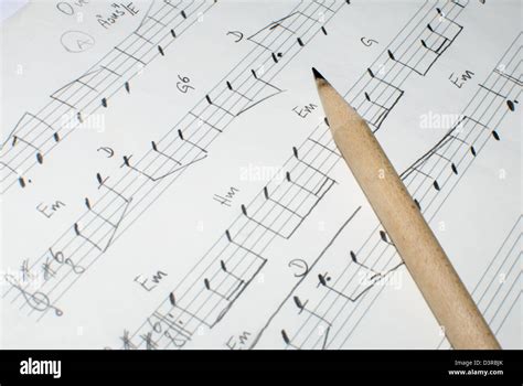 Handwritten Music Note Sheet With Pencil Stock Photo Alamy