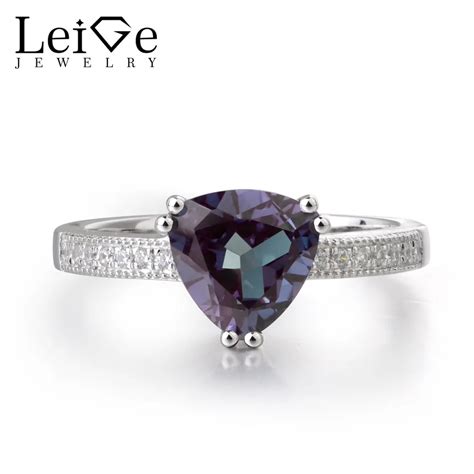 Leige Jewelry Lab Alexandrite Color Changed Rings Sterling Silver