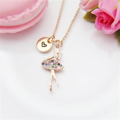 Rose Gold Ballet Dance Girl Necklace Ballerina Necklace Etsy