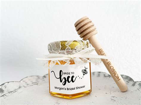 2oz Custom Elegant Honey Jar Favors With Optional Lace Honey Wedding