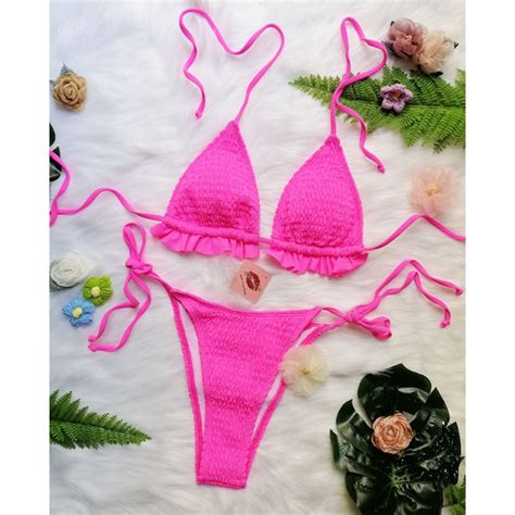 Bikini Tam Gi C Hoa Nh Pastel Nh N Ng C Sexy Shopee Vi T Nam