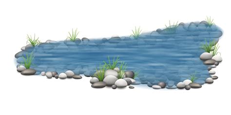 Premium Vector Realistic Vector Garden Pond With Stones On The Bottom