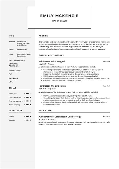 Full Guide Hairdresser Resume 12 Samples Pdf 2019