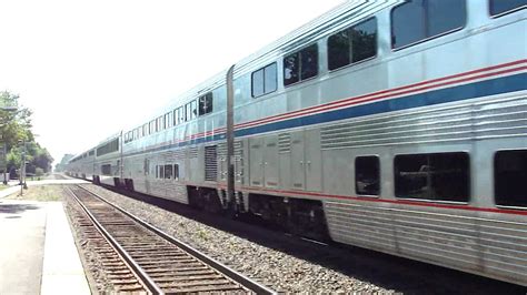 Amtrak California Zephyr Ge P42dc Genesis Locomotive 99 192 Bi Level Coach At Harlem Youtube