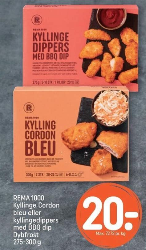 REMA 1000 Kyllinge Cordon Bleu Eller Kyllingedippers Med BBQ Dip