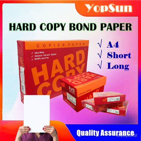 InsHard Copy Bond Paper Short A4 Long 70GSM Sub20 School Office