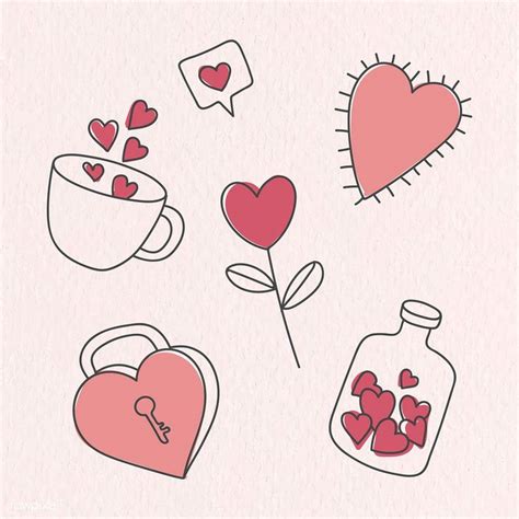 Hand drawn love and valentine's day doodle vector collection | premium ...