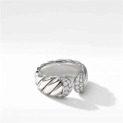 David Yurman Sculpted Cable Ring With Pav Diamonds Reeds Jewelers